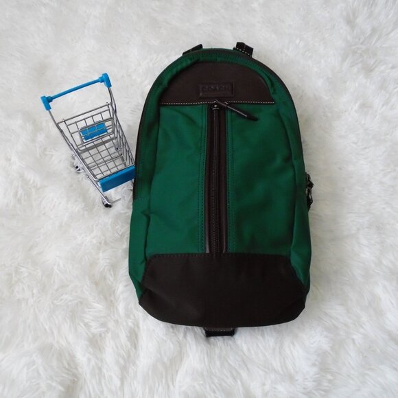 Coach Men Varick Sling Backpack Green F70692 - Picture 3 of 15